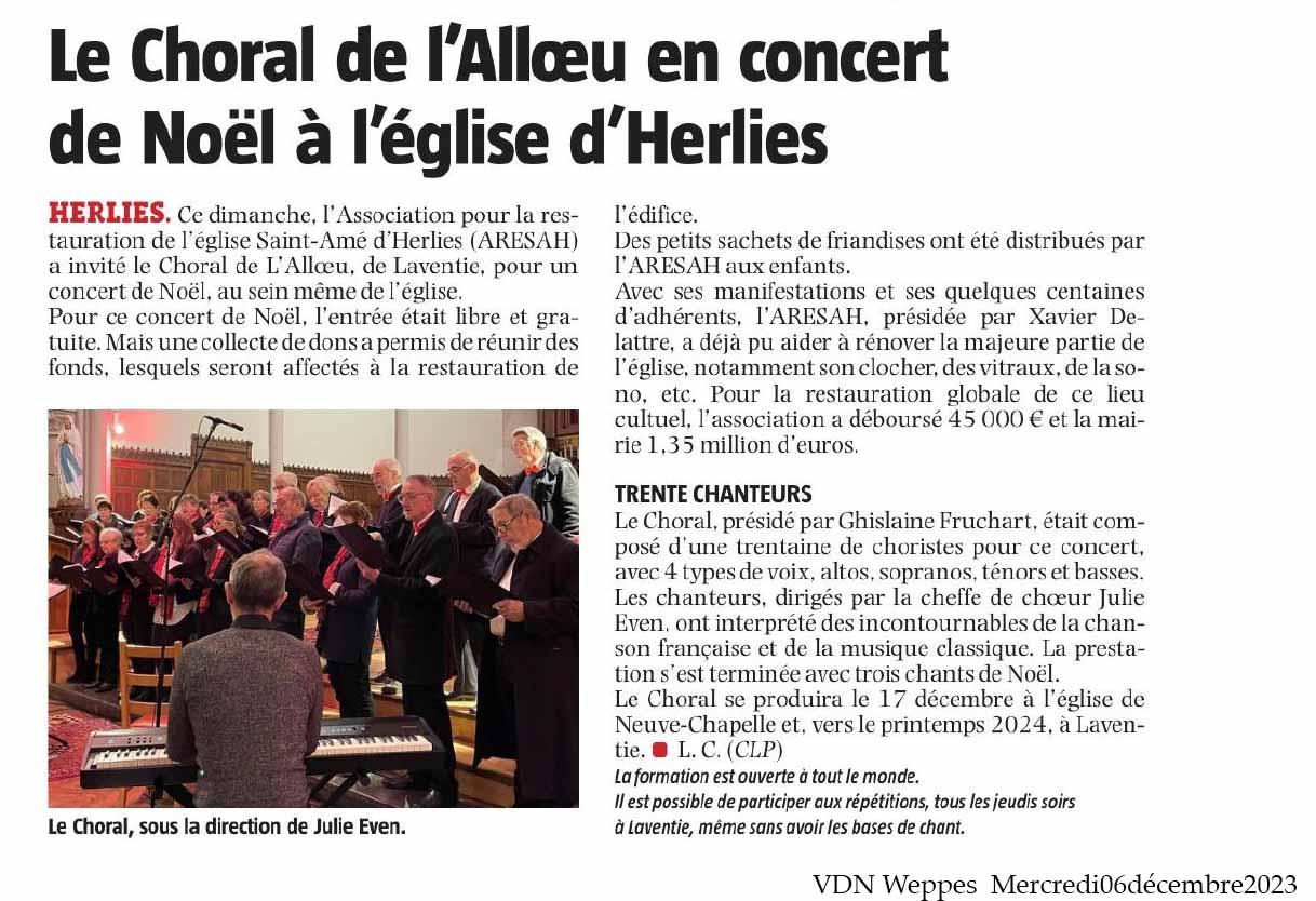 Vdn concert d herlies article du mercredi 06 decembre 2023